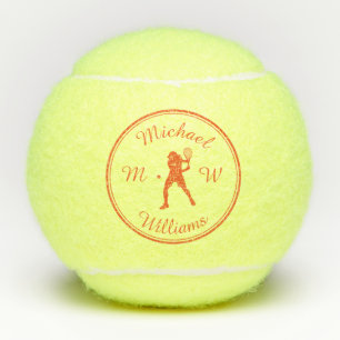 Personalised Sport Tennis Player Orange Silhouette Tennis Balls