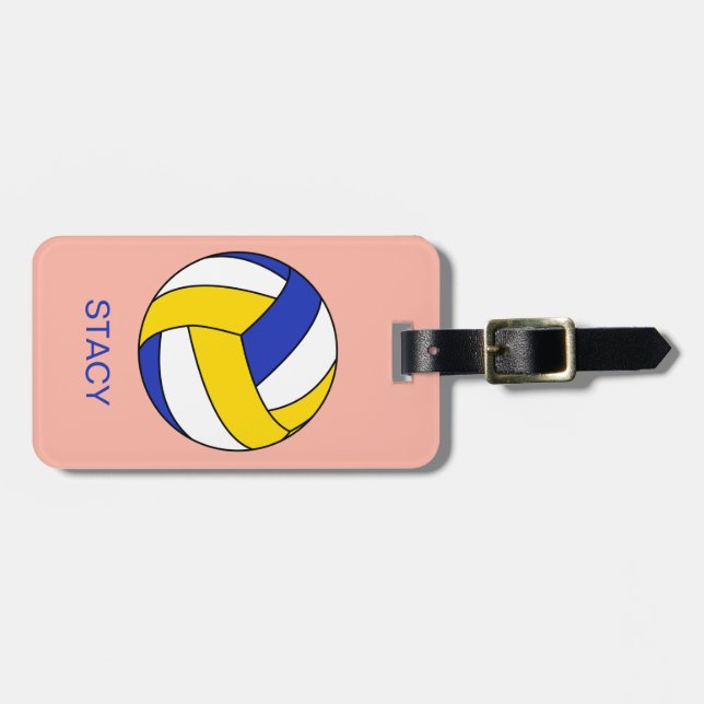 Personalised Sport Volleyball ball Luggage Tag (Front Horizontal)