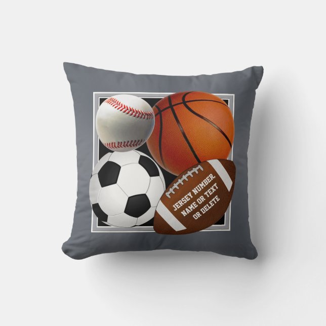 Personalised, Sports Balls Pillows, Sports Themed Cushion (Front)