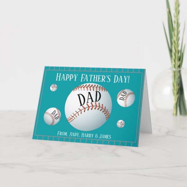 Personalised Sports Baseball Fathers Day Holiday Card (Front)