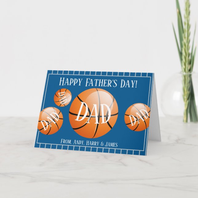 Personalised Sports Basketball Fathers Day Holiday Card (Front)