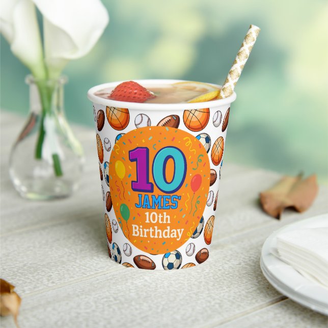 Personalised Sports Birthday Paper Cups  (Insitu)