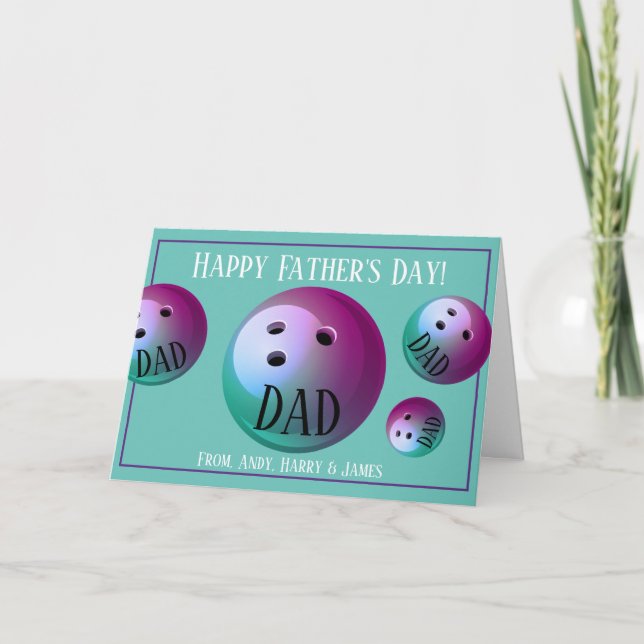 Personalised Sports Bowling Fathers Day Holiday (Front)