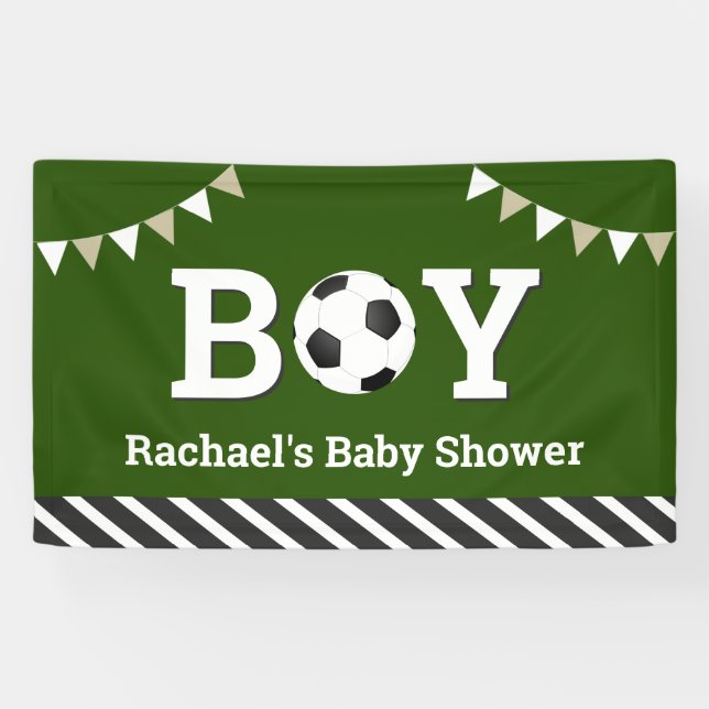 Personalised Sports Boy Soccer Baby Shower Banner (Horizontal)