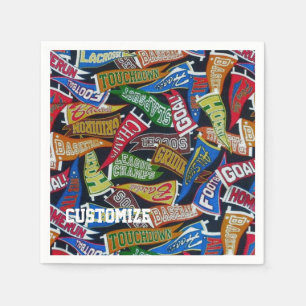Personalised Sports Fan Pennant Pattern Napkins