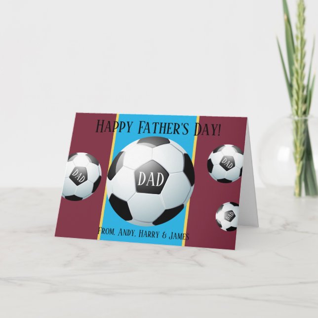 Personalised Sports Football Soccer Fathers Day Holiday Card (Front)