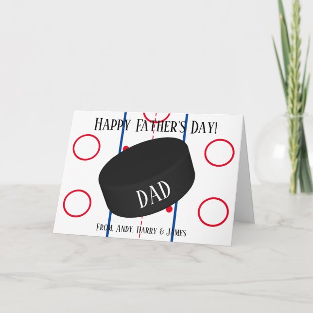 Personalised Sports Ice Hockey Fathers Day Holiday Card (Front)