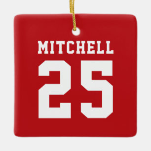 Personalised Sports Red Ceramic Ornament