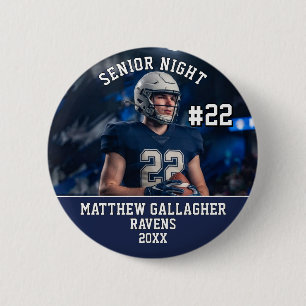 Personalised Sports Senior Night Photo 6 Cm Round Badge