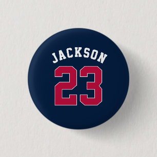 Personalised Sports Team Jersey Number Name 3 Cm Round Badge