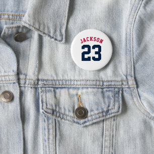 Personalised Sports Team Jersey Number Name 6 Cm Round Badge