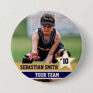 Personalised Sports Team Photo Buttons & Pins