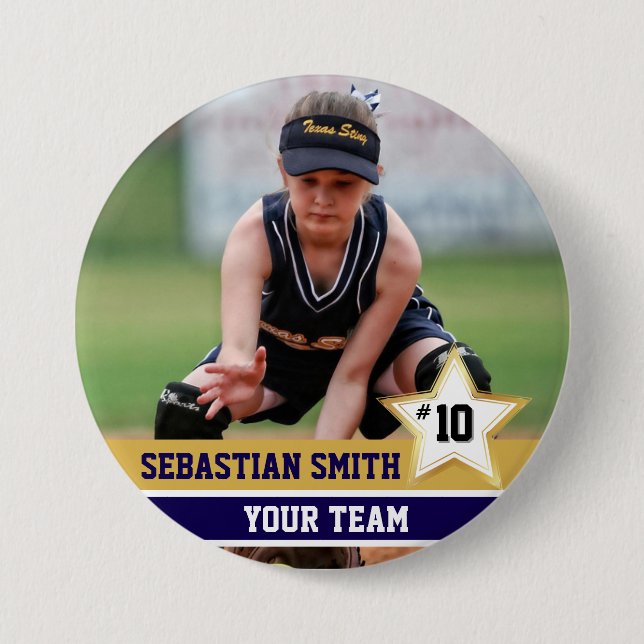 Personalised Sports Team Photo Buttons & Pins (Front)