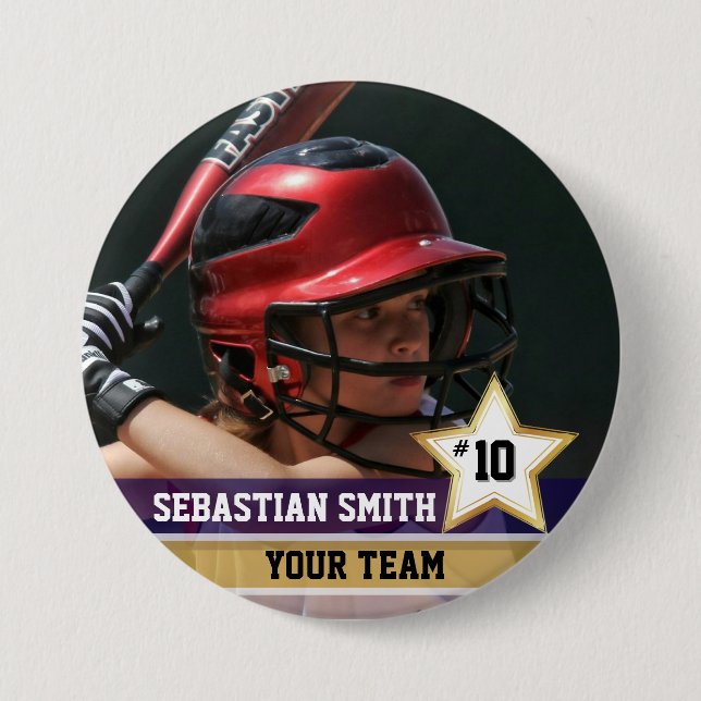 Personalised Sports Team Photo Buttons & Pins (Front)