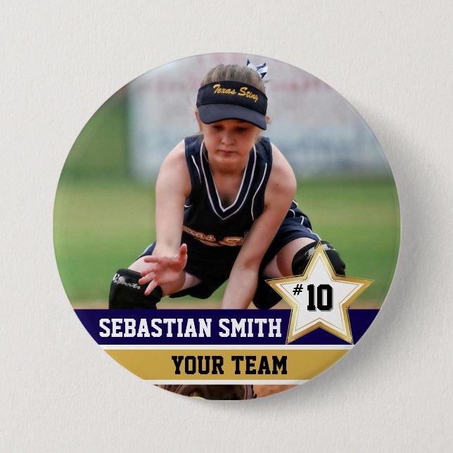 Personalised Sports Team Photo Buttons & Pins (Front)