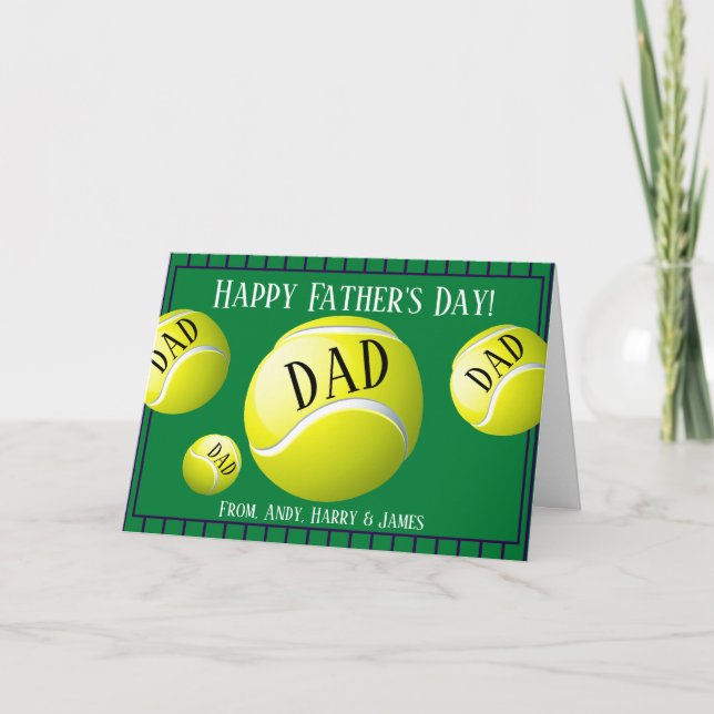 Personalised Sports Tennis Fathers Day Holiday Card (Front)