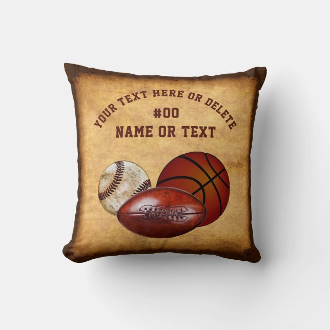 Personalised Sports Themed Pillows, Cool Vintage Cushion (Front)