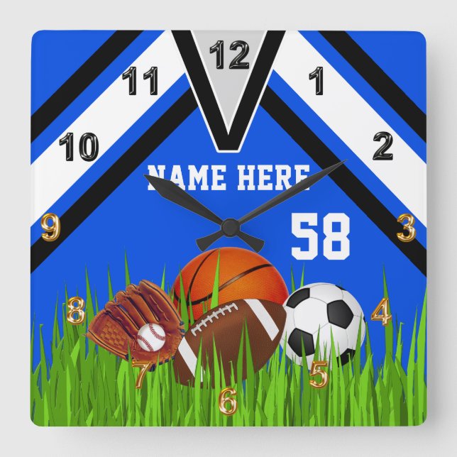 Personalised Sports Themed Room Decor Sports Clock (Front)