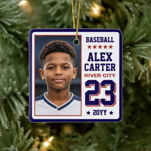 Personalised Sports Trading Card Ornament, Photo Ceramic Ornament