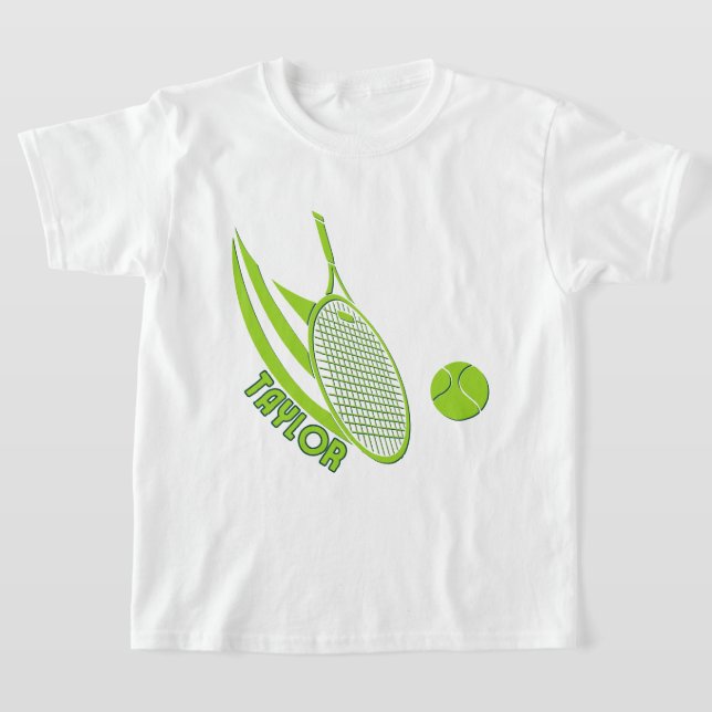 Personalised Sports With Name Tennis Kid's T-Shirt (Laydown)