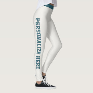 Personalised Sports Women Warm Neutral Teal Stripe Leggings