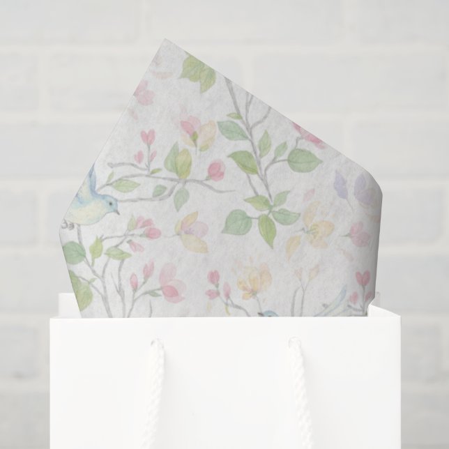 Personalised Spring Bird Floral Tissue Paper (Gift Bag)