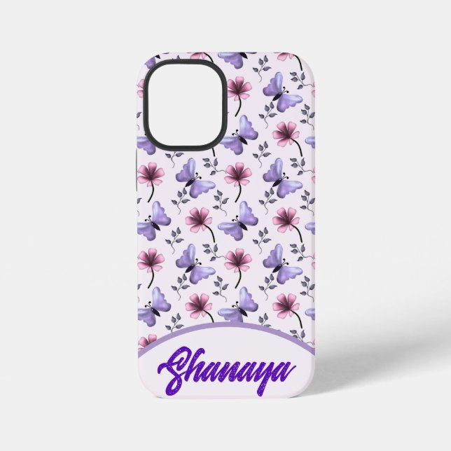 Personalised Spring Butterfly Floral Gift   iPhone Case (Back)