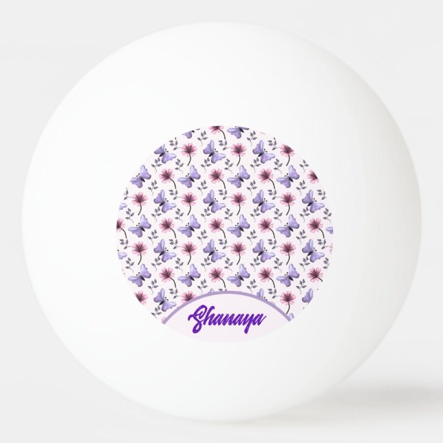 Personalised Spring Butterfly Floral Gift   Ping Pong Ball (Front)