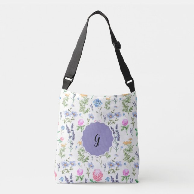 Personalised Spring Floral Teachers Crossbody Bag (Front)