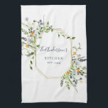 Personalised spring wildflowers Kitchen Towel<br><div class="desc">Add a special touch to your kitchen! This gorgeous Towel featuring your Family name in a beautiful geometric gold frame with wildflowers.</div>
