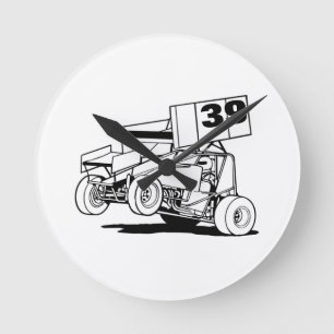 Personalised Sprint Car Hat, Customise it  Round Clock