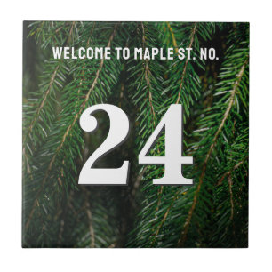 Personalised spruce tree House / Apartment Number Tile