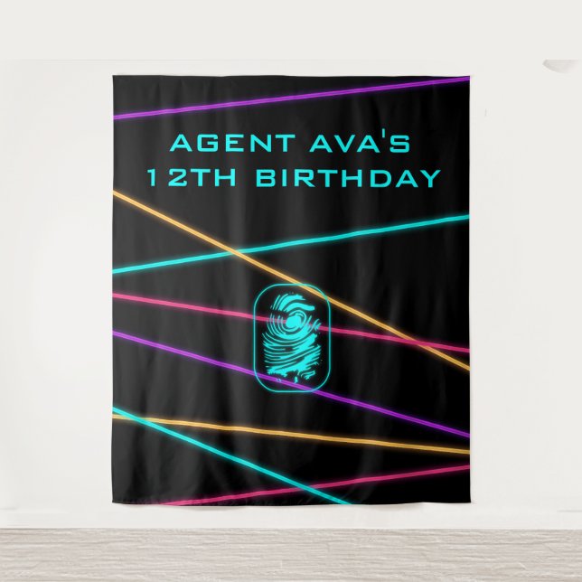 Personalised Spy Party Laser Tapestry (Front)