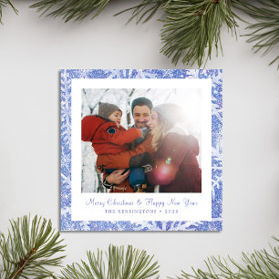 Personalised Square Blue Snowflake Christmas Card