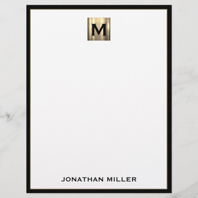Personalised Square Brushed Metal Monogram Initial Custom Letterhead (Front)