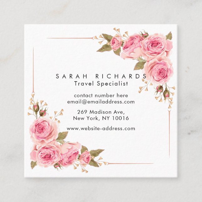 Personalised Square Floral Business Cards (Front)