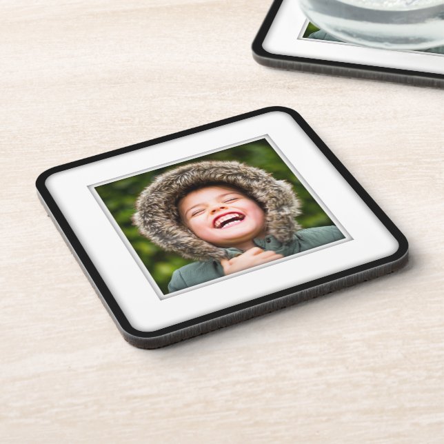 Personalised Square Photo Template Framed Inlay Coaster (Left Side)