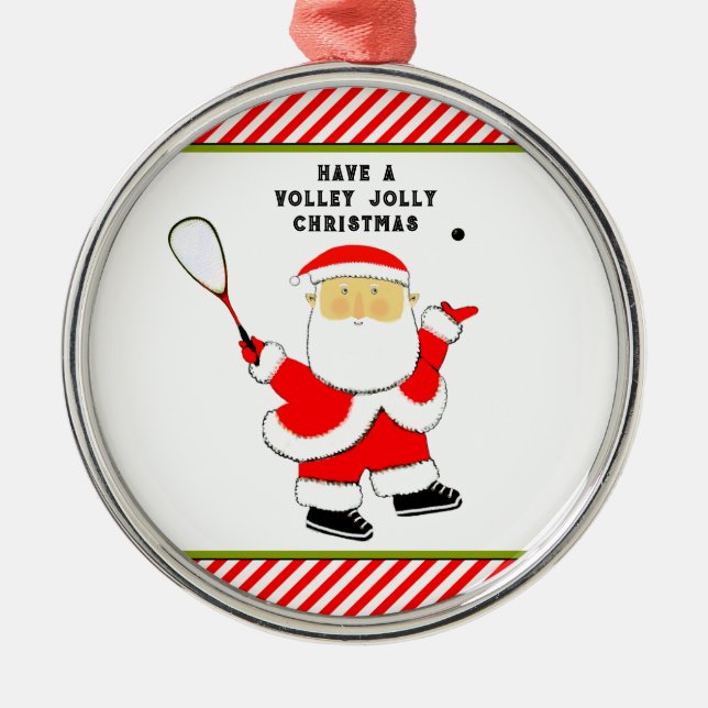 Personalised Squash Player Christmas Collectable Metal Tree Decoration (Front)