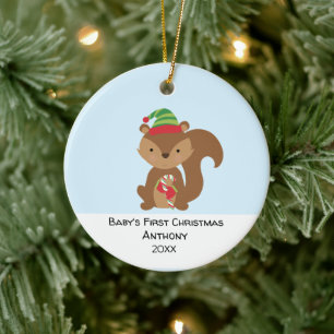 Personalised Squirrel Babys First Christmas Ceramic Tree Decoration