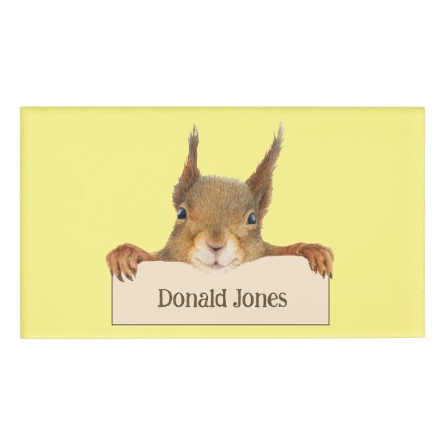 Personalised Squirrel Holding Custom Sign  Name Tag (Front)