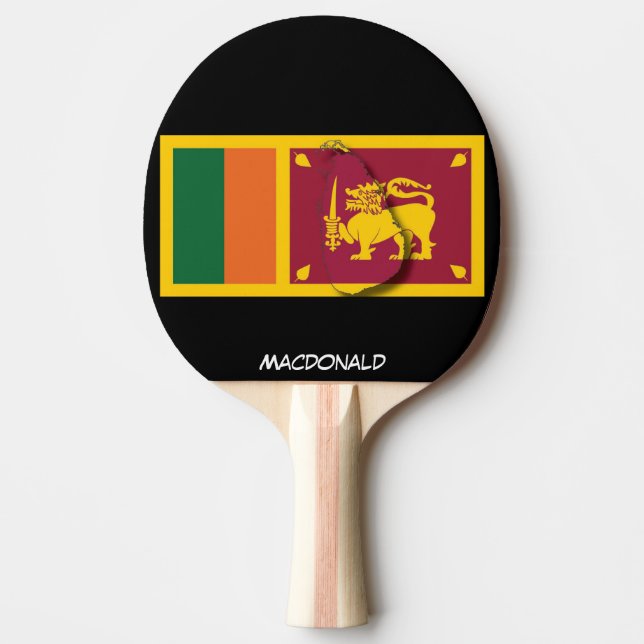 Personalised SRI LANKA FLAG Ping Pong Paddle (Front)