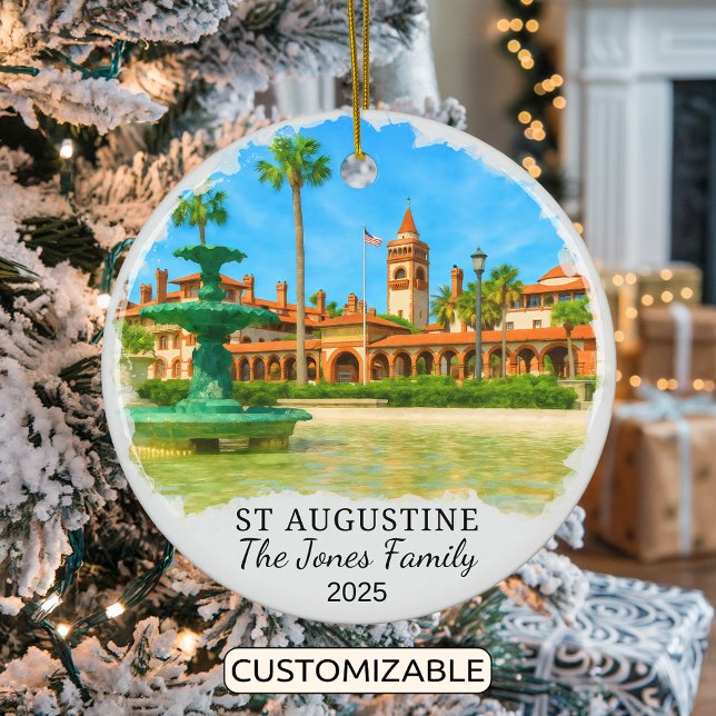 Personalised St Augustine Ornament, Florida Ceramic Tree Decoration (Creator Uploaded)