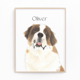 Personalised St. Bernard Art Photo Print