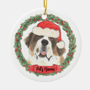 Personalised St. Bernard Ceramic Tree Decoration