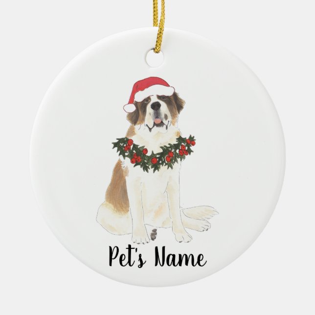Personalised St. Bernard Ceramic Tree Decoration (Front)