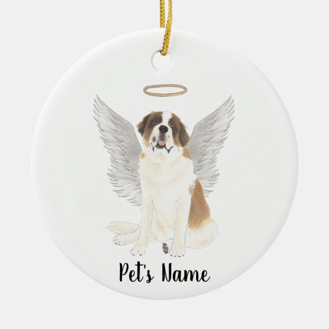 Personalised St. Bernard Sympathy Memorial Ceramic Tree Decoration (Front)