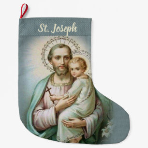 Personalised St. Joseph with Baby Jesus Large Christmas Stocking