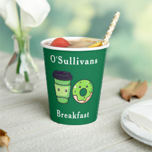Personalised St. Patrick's Day Doughnut Coffee Paper Cups