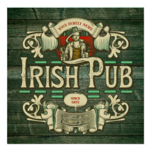Personalised St Patricks day Funny Irish Pub  Poster