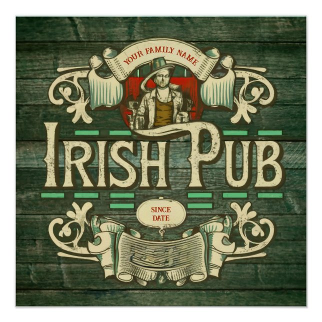 Personalised St Patricks day Funny Irish Pub  Poster (Front)